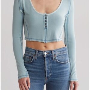 POL Destinee Henley Crop Top